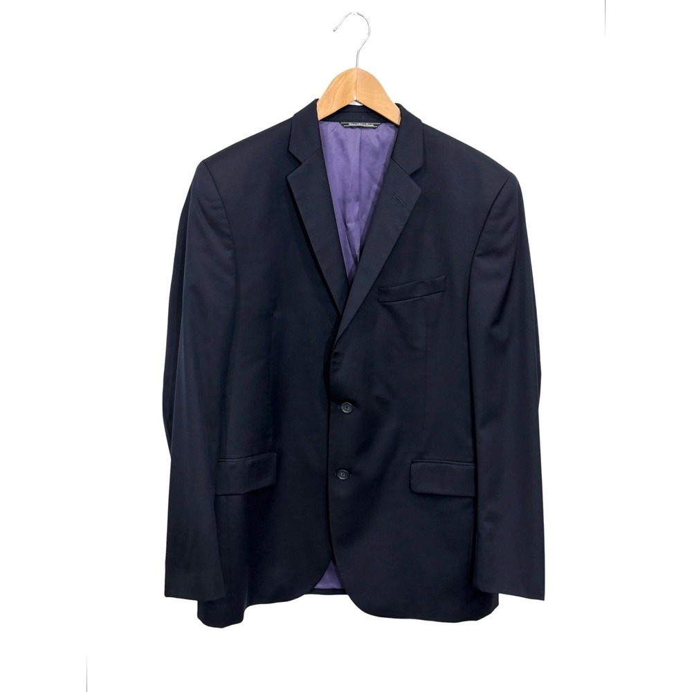 Barneys New York Navy Blue Loro Piana Super 120's Wool Blazer, 42R